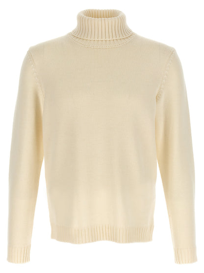 ZANONE Men's Turtleneck Virgin Wool Cardigan - White