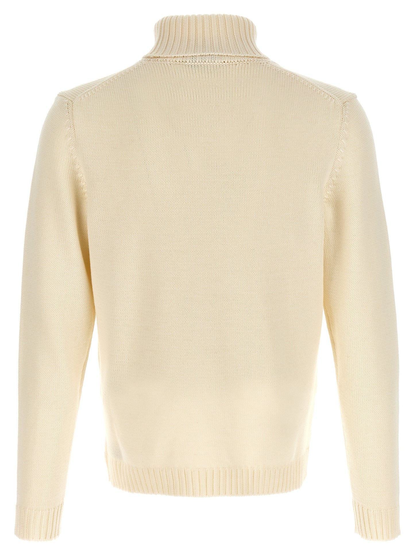 ZANONE Men's Turtleneck Virgin Wool Cardigan - White