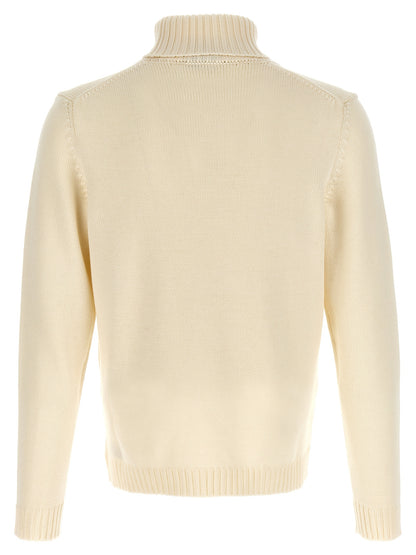 ZANONE Men's Turtleneck Virgin Wool Cardigan - White