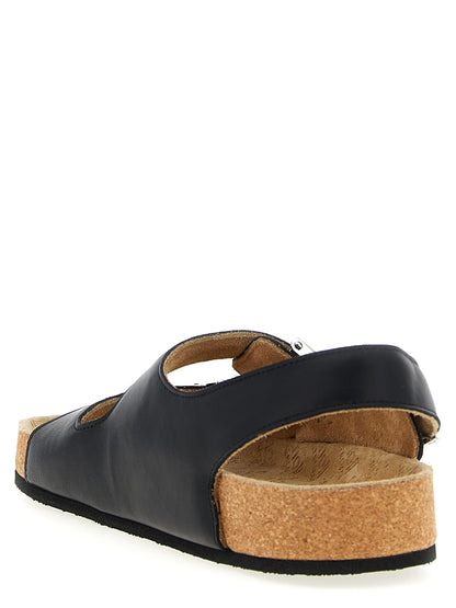 Flat Sandals by Balenciaga for women in cork & calfskin leather black features an statuesque Women's Cork & Calfskin Leather Flat Sandals silhouette with a refined flat and elegant .