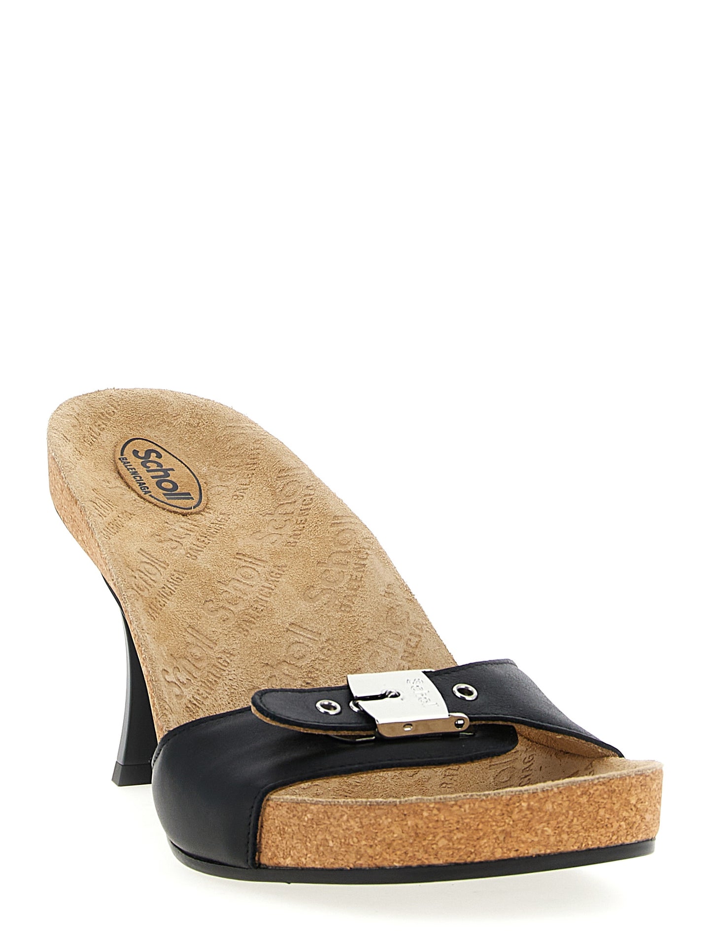Stiletto Sandals by Balenciaga for women in bos taurus calfskin leather & cork black showcases a sculptural silhouette as Women's Bos Taurus Calfskin Leather & Cork Stiletto Sandals, defined by a sculptural stiletto and sculptural for a sculptural look.