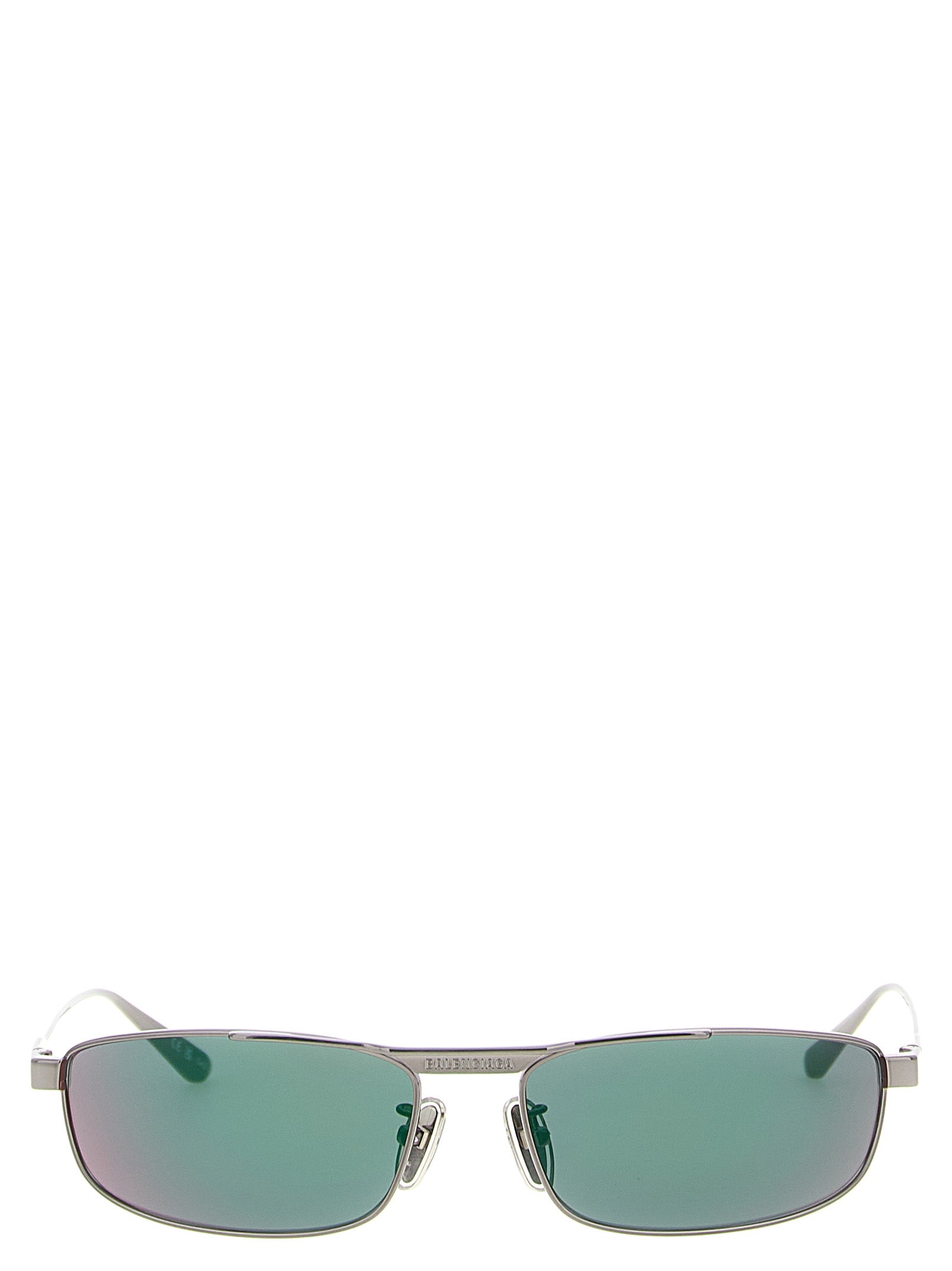 Sunglasses by Balenciaga for women in cotton multicolor features a contemporary silhouette, showcasing a contemporary rectangle frame design in multicolor coloured frame with high-performance .