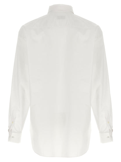 Shirt by Dries Van Noten for men in cotton white features an architectural silhouette with a refined and elegant for a architectural look.