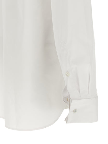 Shirt by Dries Van Noten for men in cotton white showcases a sharp silhouette, elegantly detailed with a sharp and sharp .
