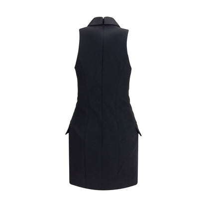Dress by Balmain for women in satin merino wool black & gold features an eye catching silhouette with a sophisticated shawl-collar neckline, elegant , and a refined short for a eye catching aesthetic.
