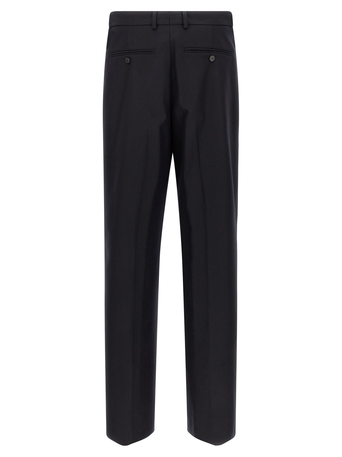 Trousers by Dries Van Noten for men in wool blue, patterned & herringbone features an sartorial silhouette, showcasing a precise straight-leg & wide and long with a sartorial for a refined look.