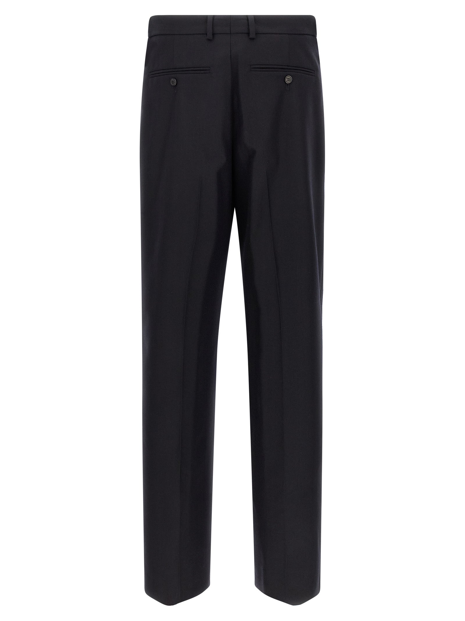 Trousers by Dries Van Noten for men in wool blue, patterned & herringbone features an sartorial silhouette, showcasing a precise straight-leg & wide and long with a sartorial for a refined look.