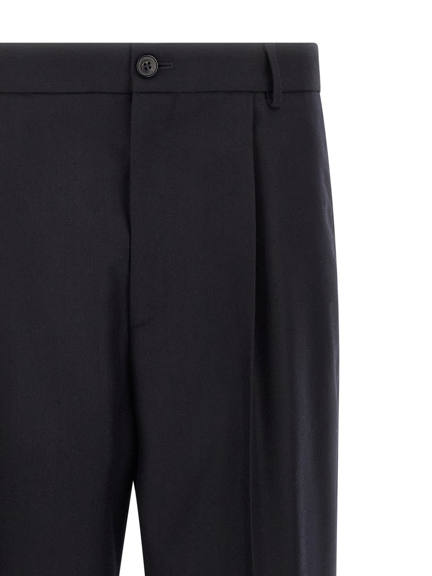 Trousers by Dries Van Noten for men in wool blue, patterned & herringbone features a artisanal silhouette, showcasing a sophisticated straight-leg & wide with a long and for a artisanal finish.