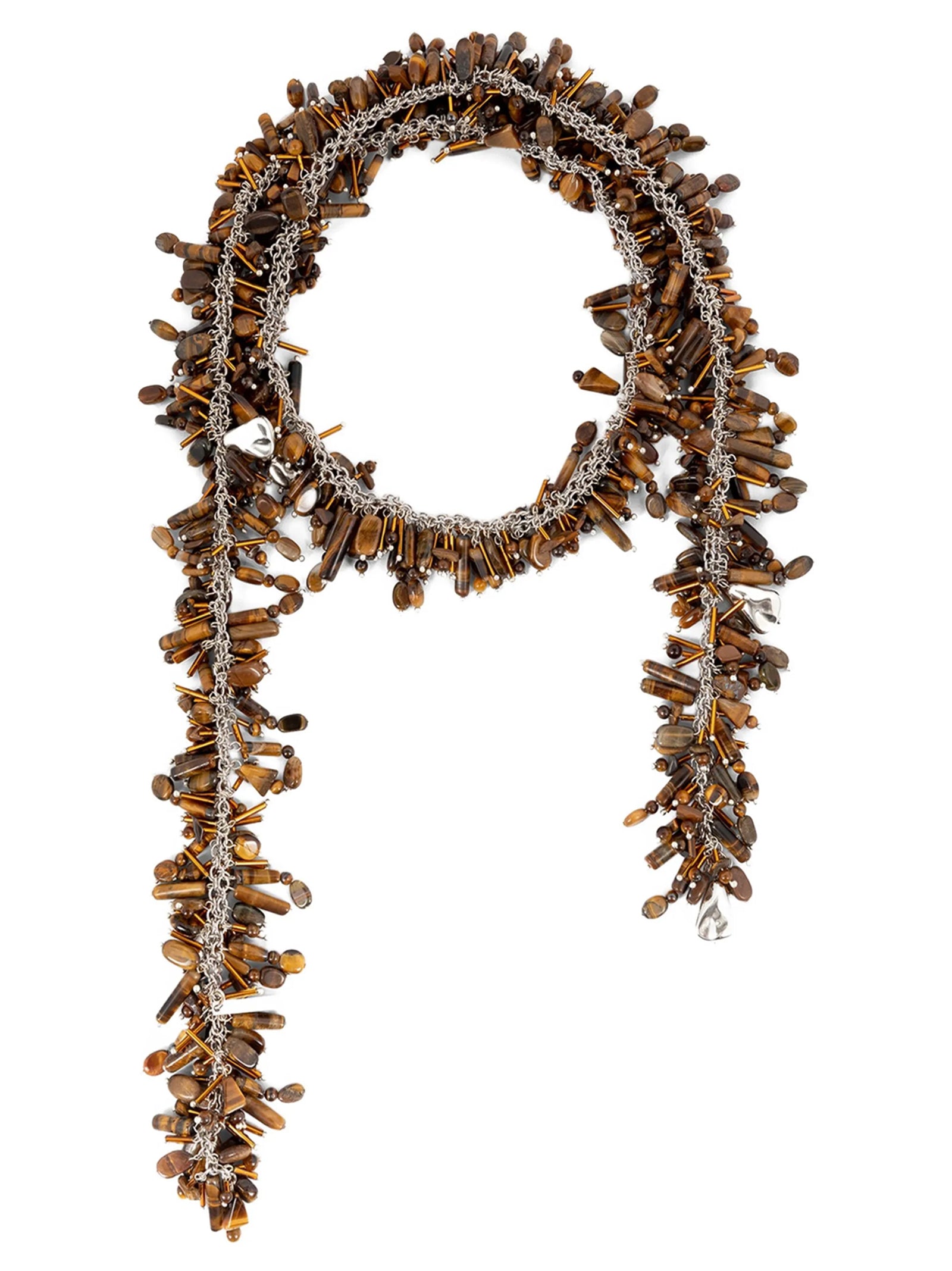 Necklace by Dries Van Noten for women in viscose & virgin wool brown presents a artisanal silhouette, artfully highlighting the beaded statement necklace design and artisanal Women's Viscose Acrylic Brass & Resin Necklace aesthetic for a sophisticated finish.