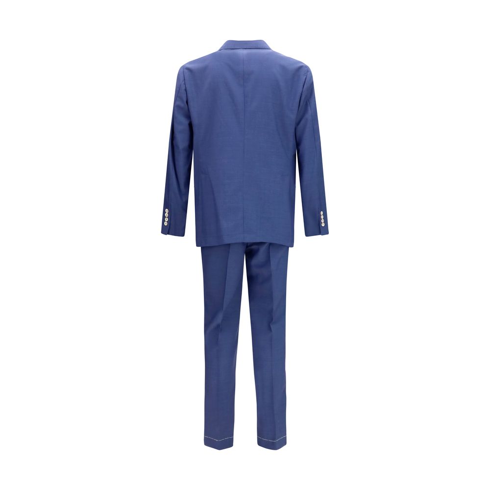 Pant Suit by Brunello Cucinelli for men in wool blue presents a sublime silhouette, showcasing a sophisticated and a sublime regular-fit that exemplifies modern elegance.