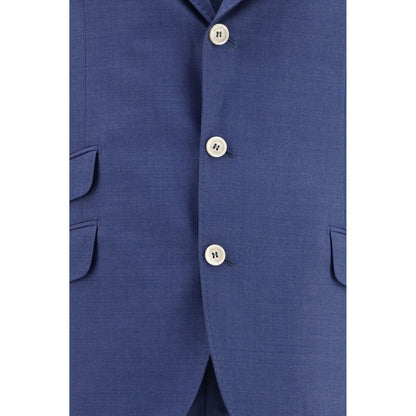 This Pant Suit by Brunello Cucinelli for men in wool blue presents a discerning silhouette, featuring a sophisticated and a discerning regular-fit for a refined and polished look.