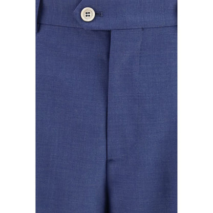 Pant Suit by Brunello Cucinelli for men in wool blue presents a nuanced silhouette, showcasing a nuanced and nuanced regular-fit for an elevated aesthetic.