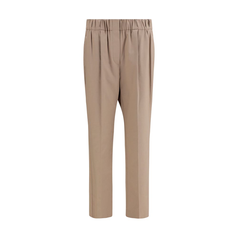 Casual Pants by Brunello Cucinelli for women in stretch cotton beige features an sophisticated and straight-leg & regular-fit with a precise long, creating a sophisticated and sophisticated silhouette.