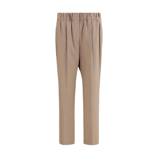 Casual Pants by Brunello Cucinelli for women in stretch cotton beige features an sophisticated and straight-leg & regular-fit with a precise long, creating a sophisticated and sophisticated silhouette.