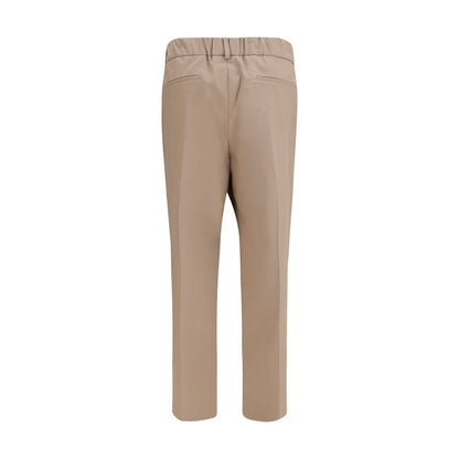 Casual Pants by Brunello Cucinelli for women in stretch cotton beige features an sartorial straight-leg & regular-fit and long with a cut for a sartorial finish.
