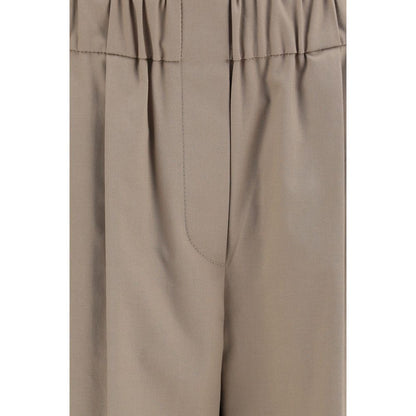 Casual Pants by Brunello Cucinelli for women in stretch cotton beige presents a tailored silhouette, showcasing a tailored straight-leg & regular-fit and long cut with a refined for a truly tailored aesthetic.