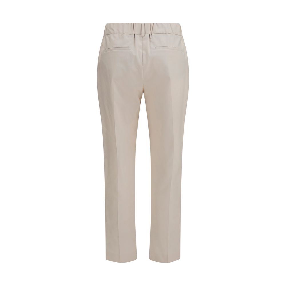 Casual Pants by Brunello Cucinelli for women in stretch cotton beige features a refined silhouette with a refined straight-leg & regular-fit, defined by a and a refined long for a refined finish.