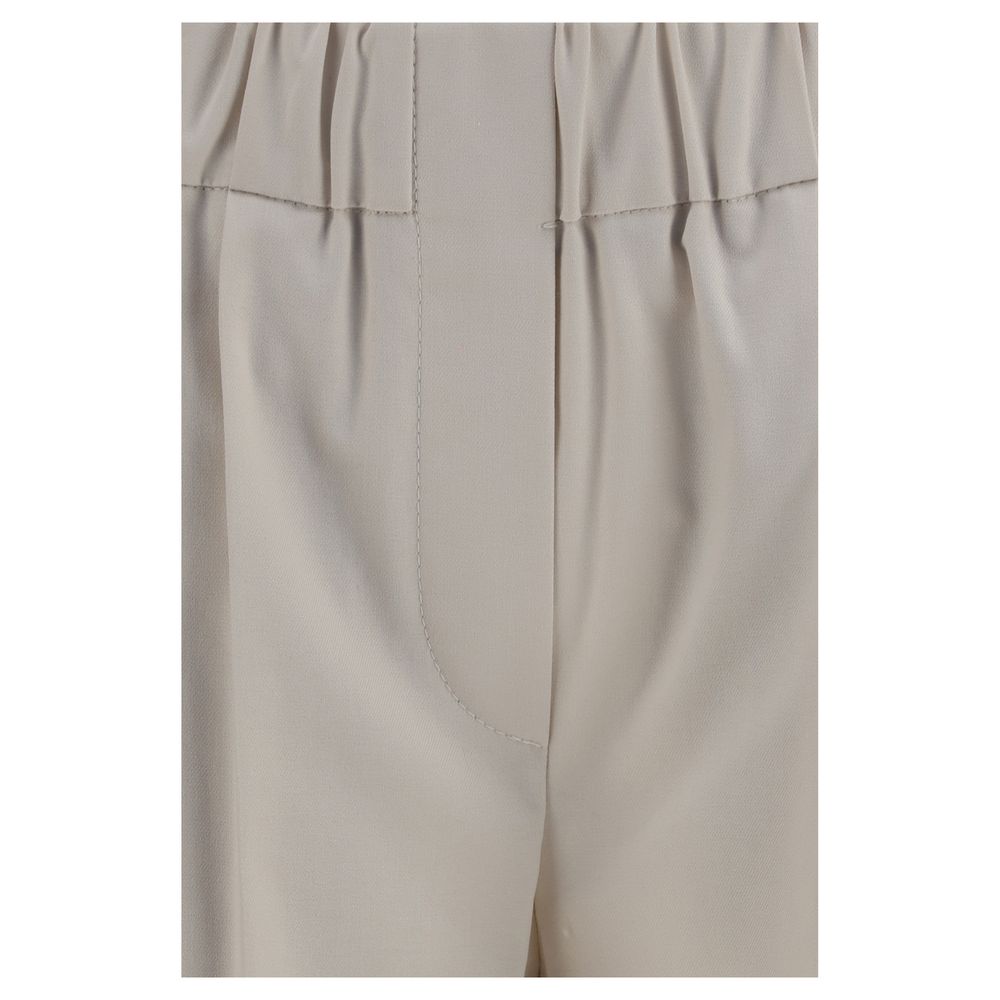 Casual Pants by Brunello Cucinelli for women in stretch cotton beige features an refined tailoring silhouette, showcasing a premium straight-leg & regular-fit with a and long cut for a refined tailoring look.