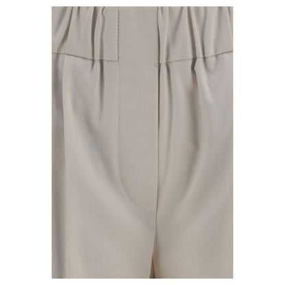 Casual Pants by Brunello Cucinelli for women in stretch cotton beige features an refined tailoring silhouette, showcasing a premium straight-leg & regular-fit with a and long cut for a refined tailoring look.