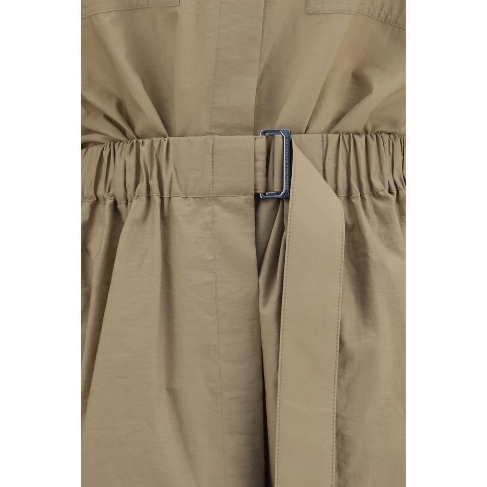 Dress by Brunello Cucinelli for women in polyamide cotton beige features an eye catching silhouette with a sophisticated , elegant , and a refined knee long for a eye catching aesthetic.