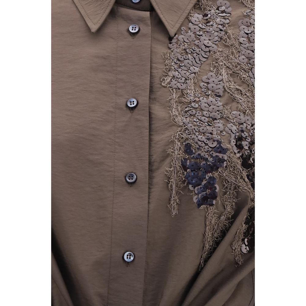 Dress by Brunello Cucinelli for women in polyamide cotton & sequins brown features an eye catching silhouette with a sophisticated , elegant , and a refined long for a eye catching aesthetic.