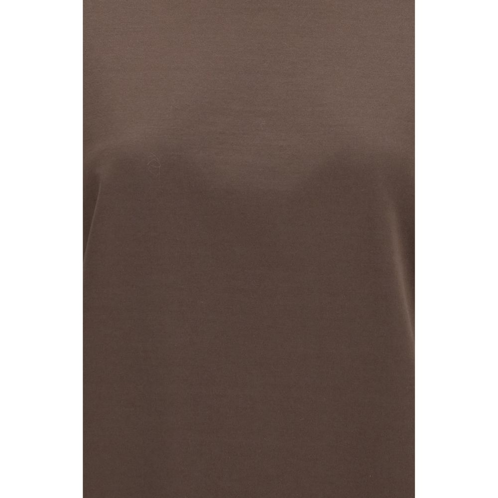 T-Shirt by Brunello Cucinelli for women in cotton brown & transparent showcases a fashionable silhouette, elegantly detailed with a fashionable and for a sophisticated, high-fashion look.