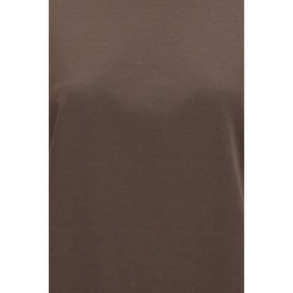 T-Shirt by Brunello Cucinelli for women in cotton brown & transparent showcases a fashionable silhouette, elegantly detailed with a fashionable and for a sophisticated, high-fashion look.