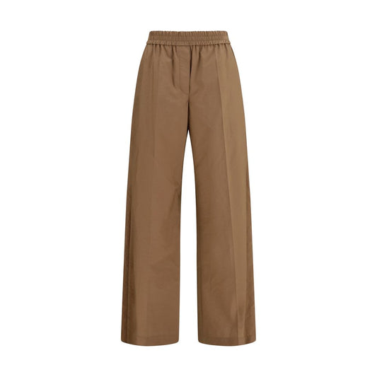 Casual Pants by Brunello Cucinelli for women in polyamide cotton brown features a polished silhouette with a polished relaxed-fit, regular-fit & wide, reaching a polished long and finished with a polished .