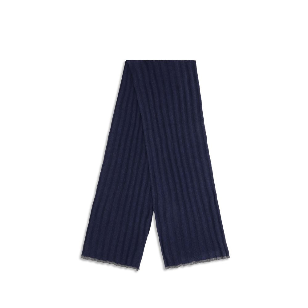 Scarf by Brunello Cucinelli for men in cashmere & capra leather blue features a timeless silhouette, artfully capturing the essence of the timeless Cashmere & Capra Leather Foulard Scarf design for a sophisticated look.
