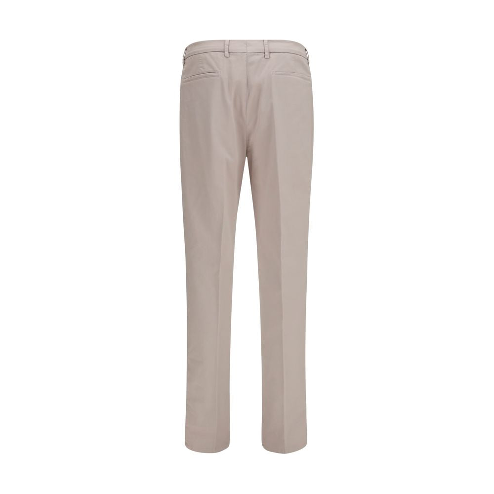 Chinos Pants by Brunello Cucinelli for men in stretch cotton beige, featuring a architectural straight-leg & regular-fit with a architectural long and mid rise for a refined silhouette.