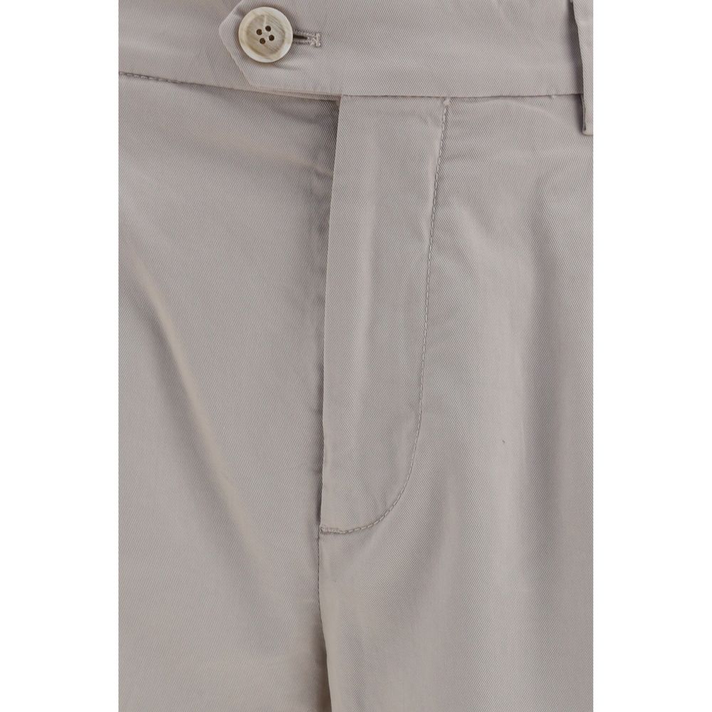 Chinos Pants by Brunello Cucinelli for men in stretch cotton beige features a modern silhouette, showcasing a modern straight-leg & regular-fit with a long and mid rise for a refined finish.