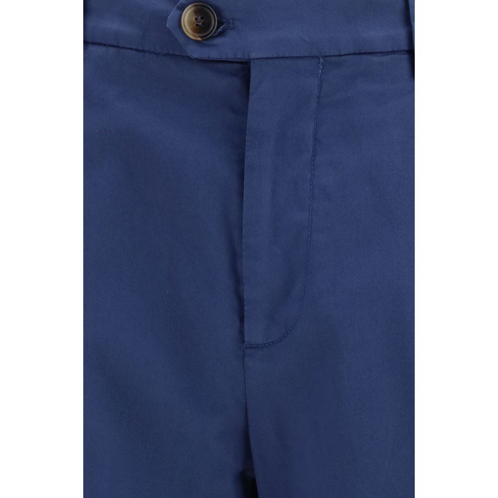 Chinos Pants by Brunello Cucinelli for men in stretch cotton blue features an sharp straight-leg & regular-fit and long with a mid rise, highlighting a sharp silhouette for a sophisticated look.