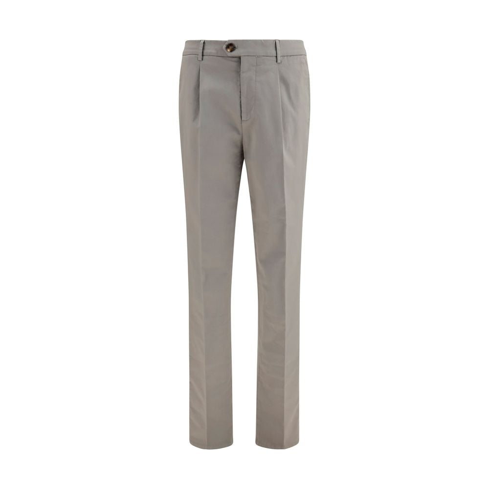 Chinos Pants by Brunello Cucinelli for men in stretch cotton bicolour features a modern silhouette, showcasing a modern straight-leg & regular-fit with a long and mid rise for a refined finish.