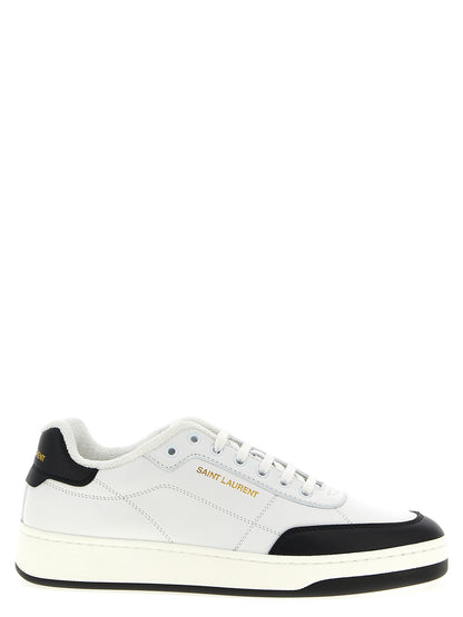 Sneakers by Saint Laurent for men in terrycloth & calfskin leather bicolour, black & white presents a impeccable silhouette as Men's Low Top Terrycloth & Calfskin Leather Sneakers, expertly defined by a impeccable low-top style for a impeccable, high-fashion look.