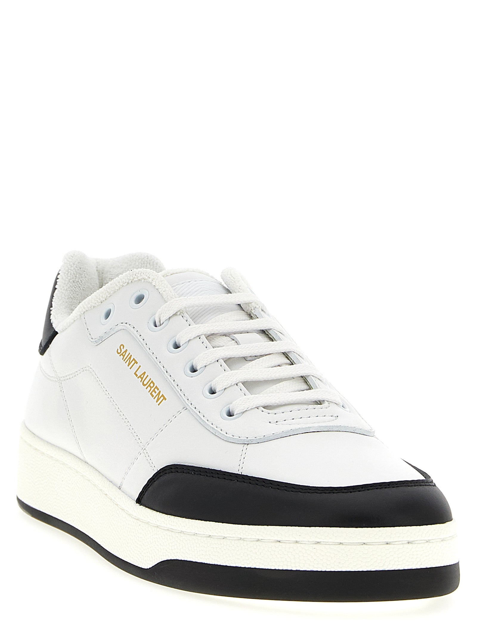 Sneakers by Saint Laurent for men in terrycloth & calfskin leather bicolour, black & white features an fashionable silhouette, showcasing the premium Men's Low Top Terrycloth & Calfskin Leather Sneakers in a fashionable low-top style that offers a fashionable finish for refined style.