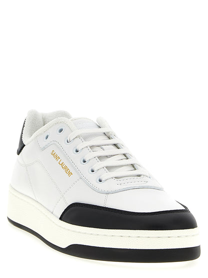 Sneakers by Saint Laurent for men in terrycloth & calfskin leather bicolour, black & white features an fashionable silhouette, showcasing the premium Men's Low Top Terrycloth & Calfskin Leather Sneakers in a fashionable low-top style that offers a fashionable finish for refined style.