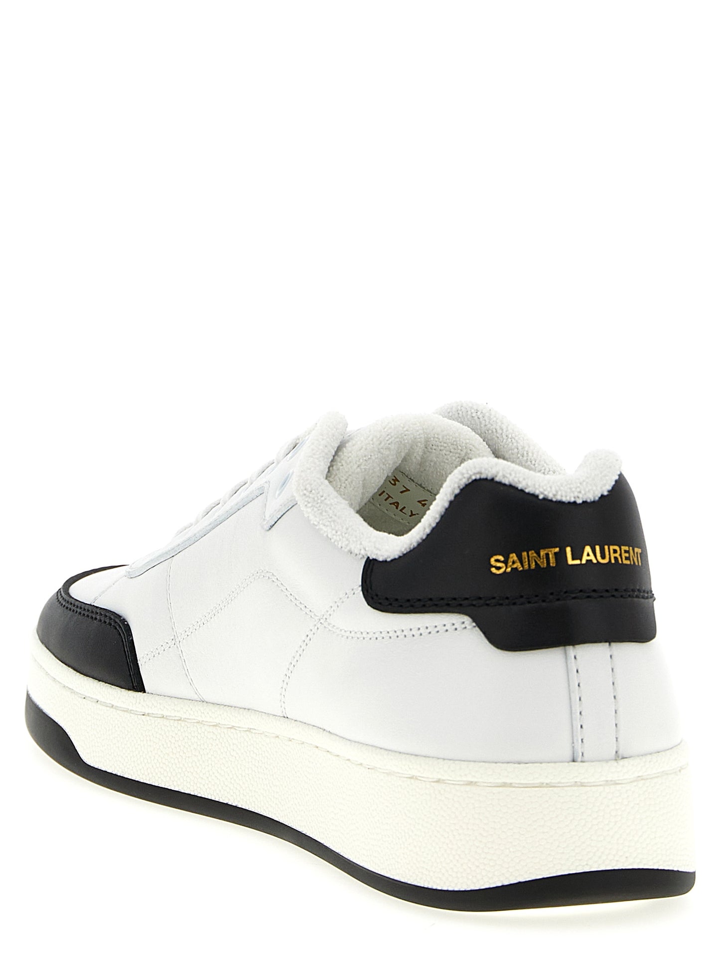 Sneakers by Saint Laurent for men in terrycloth & calfskin leather bicolour, black & white features an versatile design from the Men's Low Top Terrycloth & Calfskin Leather Sneakers collection, highlighting a versatile low-top style for a premium, high-fashion look.
