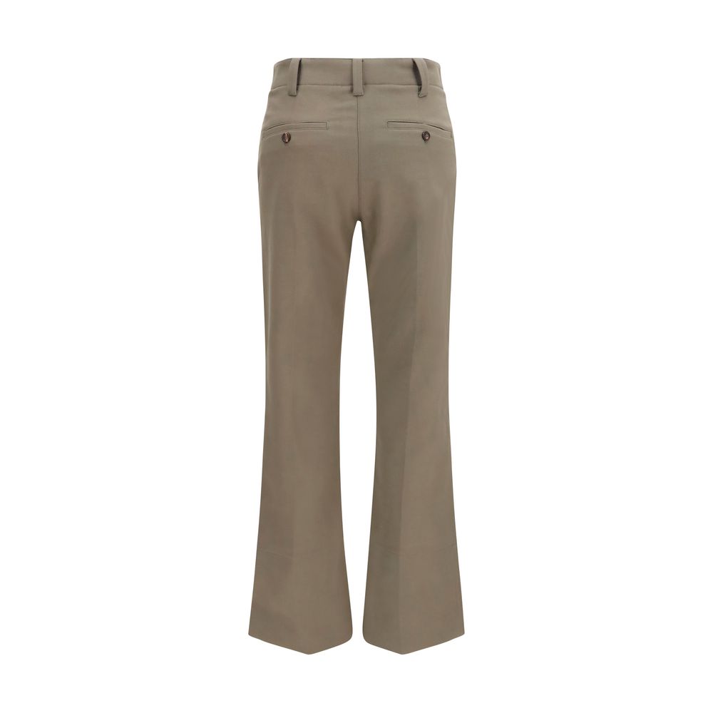 Trousers by Brunello Cucinelli for women in stretch cotton brown features a tailored silhouette with a tailored straight, flared, regular-fit & slim, defined by its long and a sophisticated mid rise.