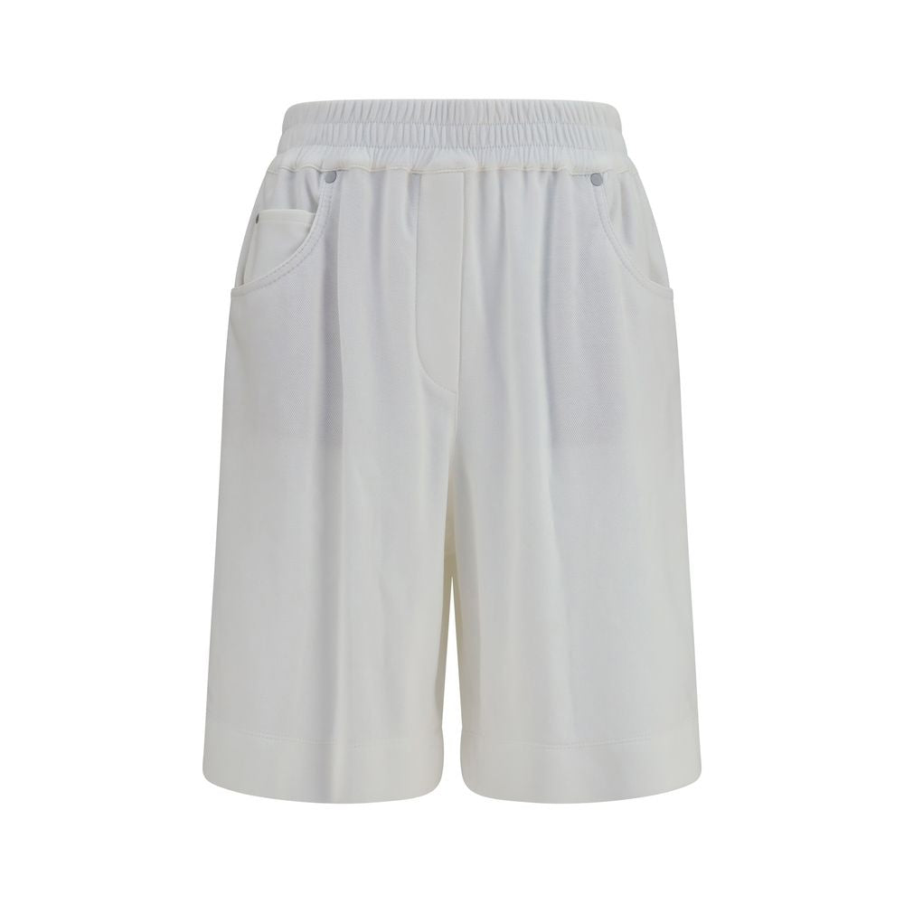Short Trousers by Brunello Cucinelli for women in cotton white showcases an effortlessly refined silhouette, meticulously detailed with a effortlessly refined regular-fit, a effortlessly refined , and a short for a refined finish.