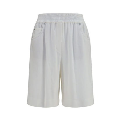 Short Trousers by Brunello Cucinelli for women in cotton white showcases an effortlessly refined silhouette, meticulously detailed with a effortlessly refined regular-fit, a effortlessly refined , and a short for a refined finish.