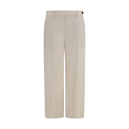 Casual Pants by Brunello Cucinelli for women in viscose linen twill beige & signature features an sophisticated and flared, regular-fit & cigarette with a precise long, creating a sophisticated and sophisticated silhouette.