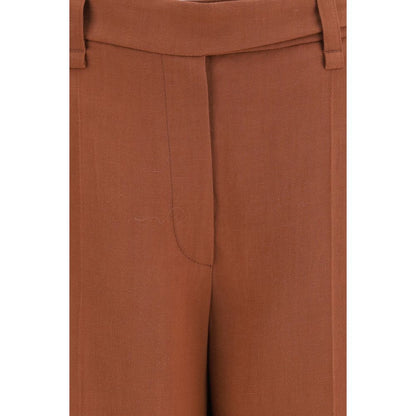 Casual Pants by Brunello Cucinelli for women in viscose linen twill brown & signature features an sophisticated and flared, regular-fit & cigarette with a precise long, creating a sophisticated and sophisticated silhouette.
