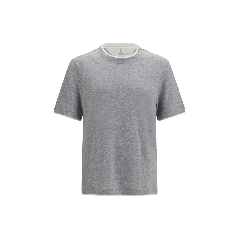 T-Shirt by Brunello Cucinelli for men in cotton gray showcases a unassuming silhouette, artfully detailed with a refined crew neckline and unassuming for a sophisticated, contemporary look.