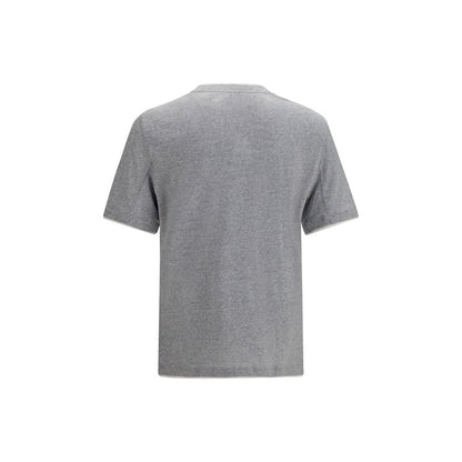 T-Shirt by Brunello Cucinelli for men in cotton gray showcases a unassuming silhouette, artfully detailed with a refined crew neckline and unassuming for a sophisticated, contemporary look.