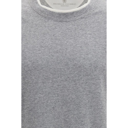T-Shirt by Brunello Cucinelli for men in cotton gray features a plush silhouette, showcasing a sophisticated and for a truly plush finish.