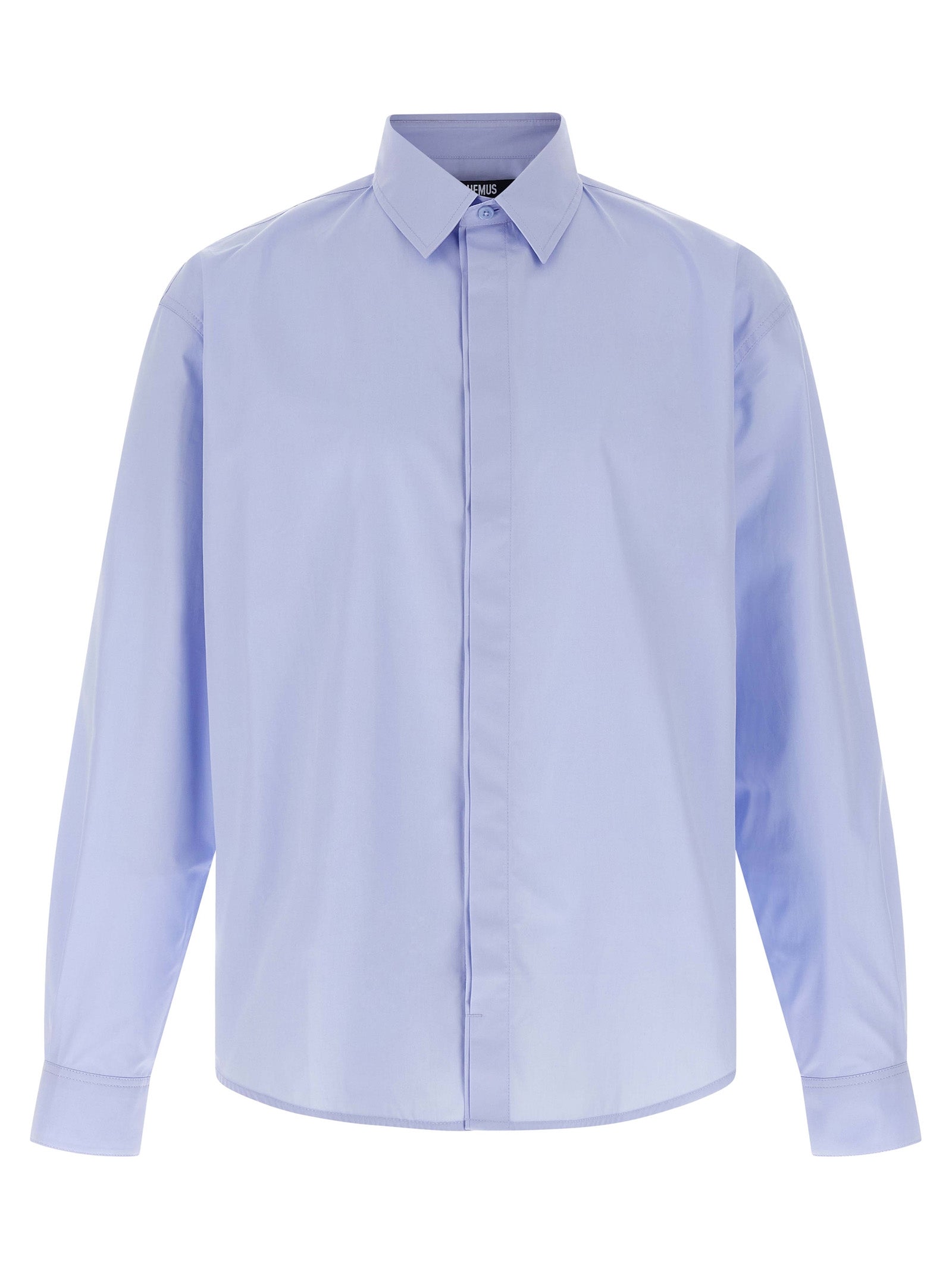 Shirt by Jacquemus for men in cotton light-blue showcases a sharp silhouette, elegantly detailed with a sharp and sharp .