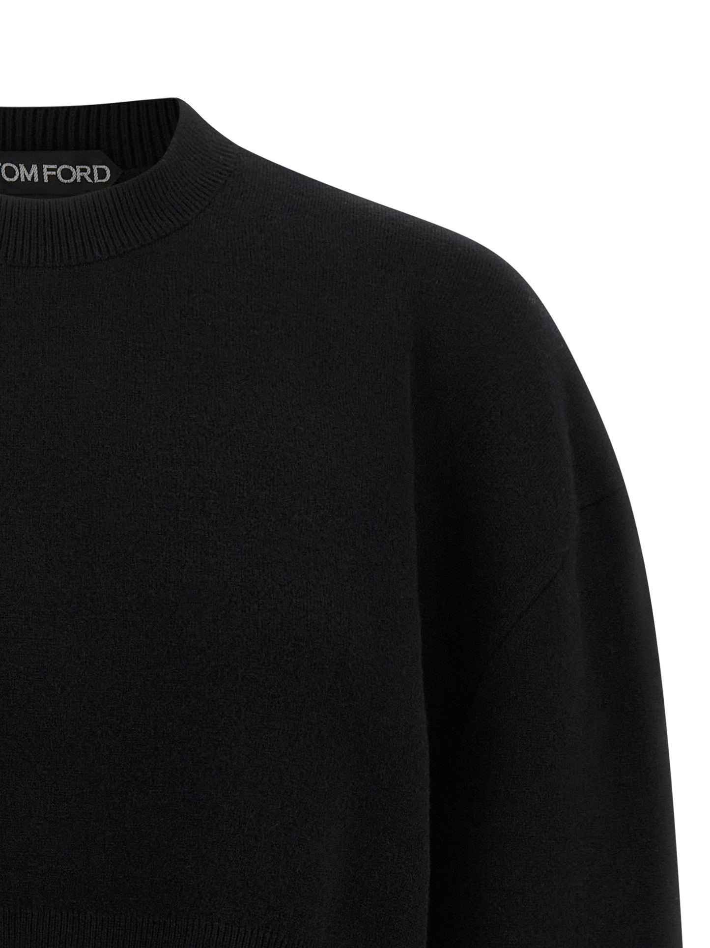 Cardigan by Tom Ford for women in polyamide & virgin cashmere wool black showcases a captivating silhouette, artfully detailed with a captivating and for a truly sophisticated captivating look.
