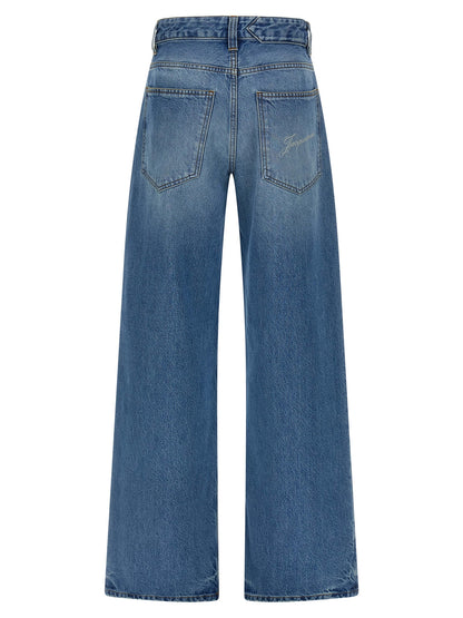 Jeans by Jacquemus for women in denim cotton light-blue & print features a refined silhouette with a refined straight-leg & wide, defined by a mid rise and a refined long for a refined finish.