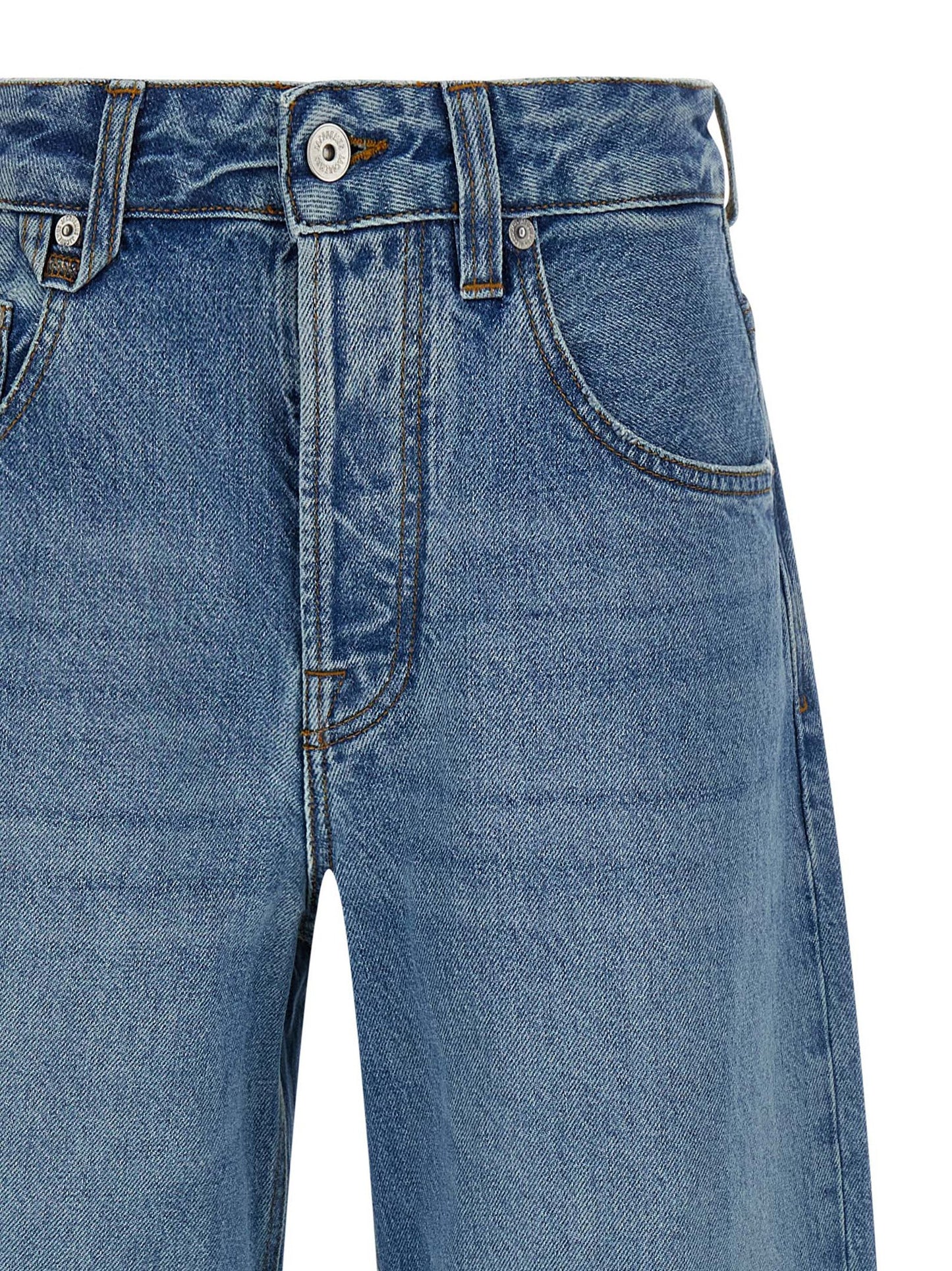 Jeans by Jacquemus for women in denim cotton light-blue & print features an refined tailoring silhouette, showcasing a premium straight-leg & wide with a mid rise and long cut for a refined tailoring look.