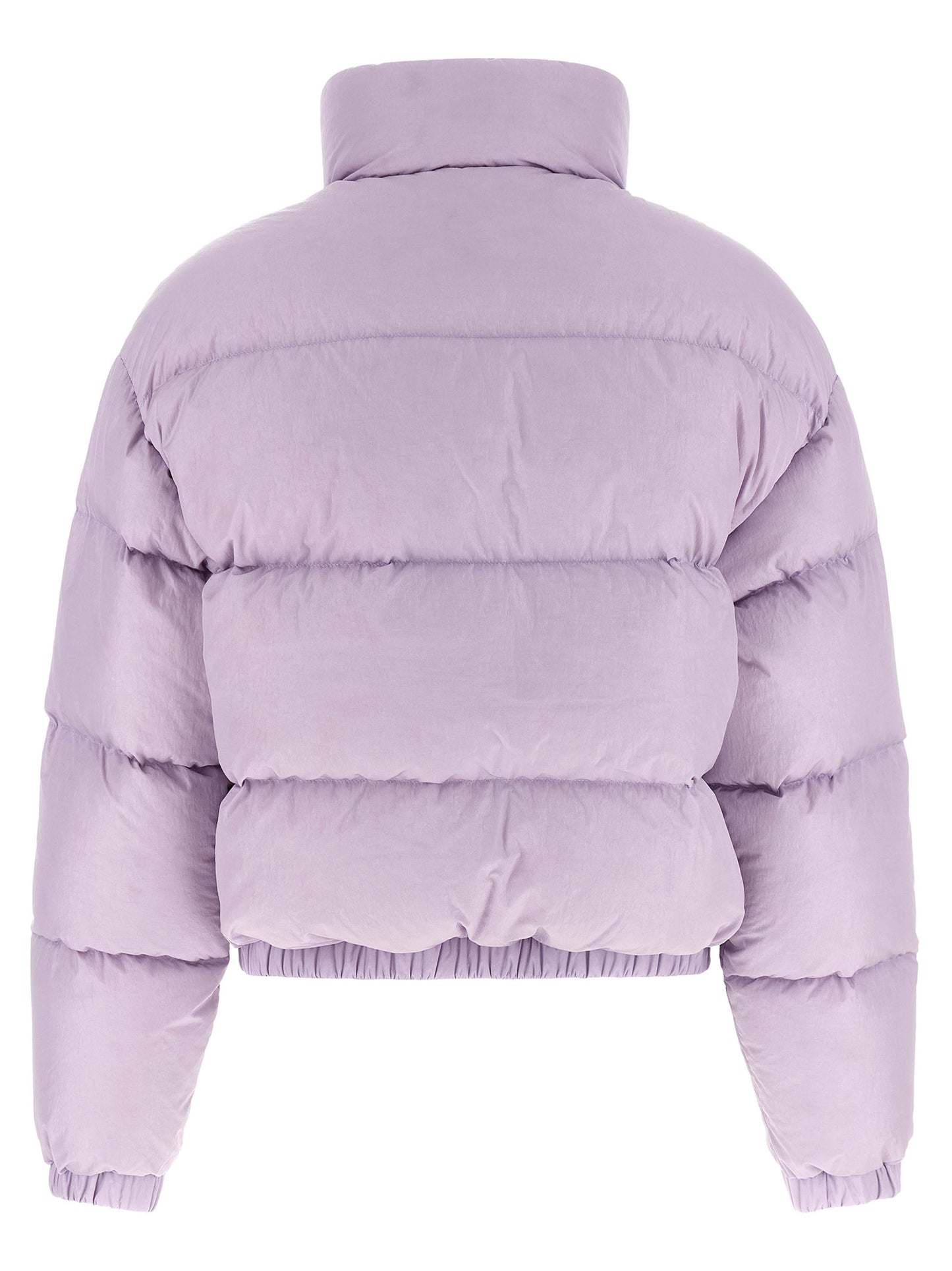 Overcoat by IENKI IENKI for women in nylon & goose-down purple presents a luxurious silhouette, showcasing a luxurious and sophisticated insulated for a premium, luxurious look.